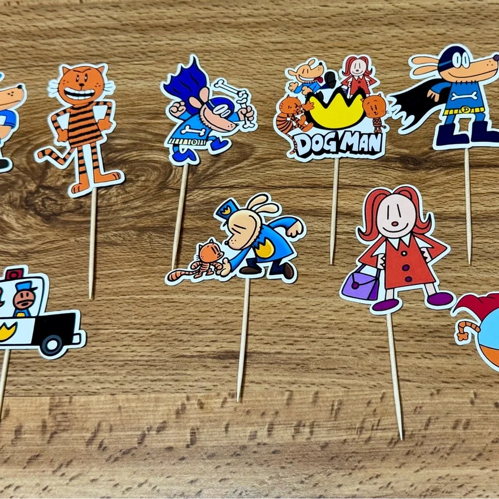 Dog Man Character Cupcake Toppers